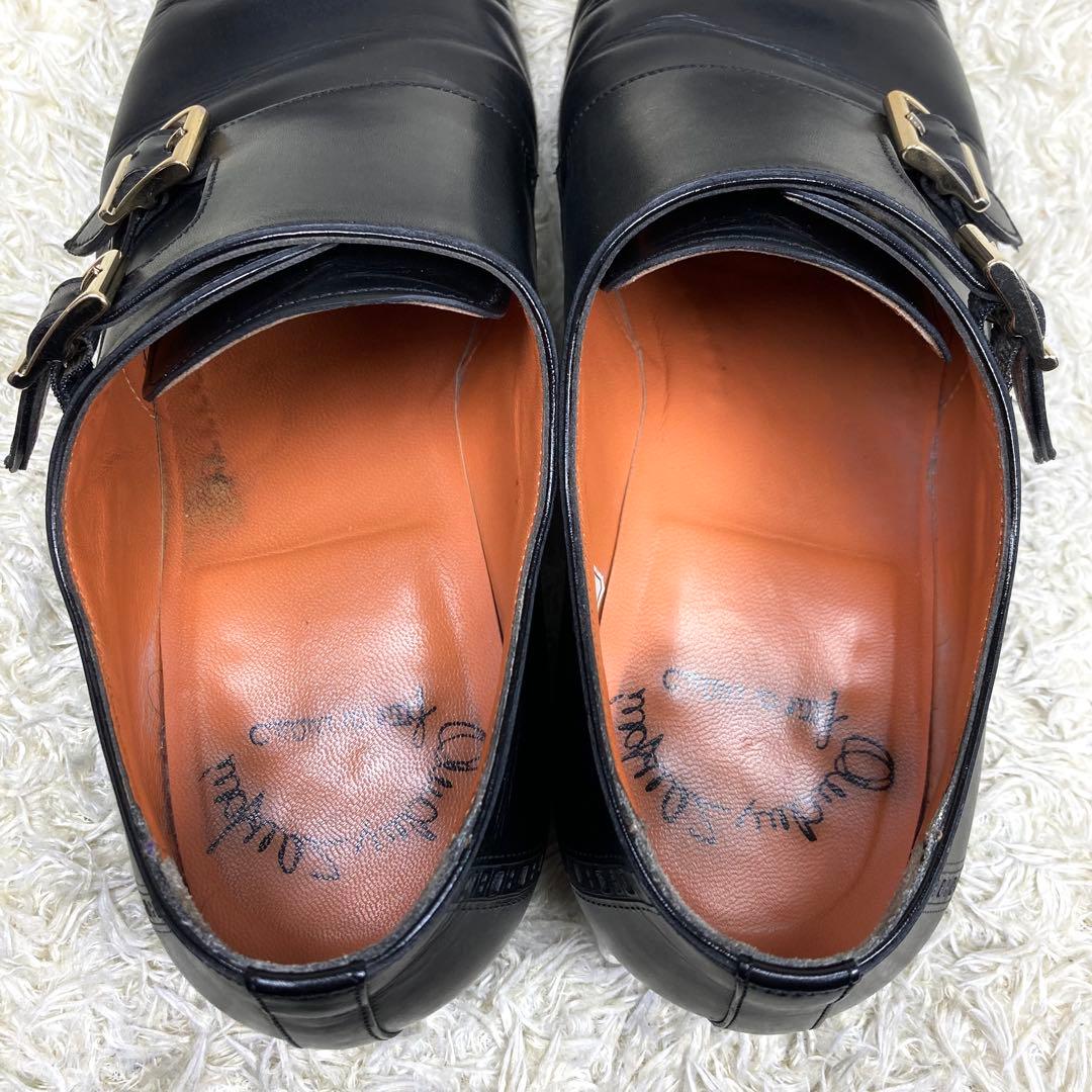 美品』Santoni ダブルモンクストラップ ストレートチップ メダリオン