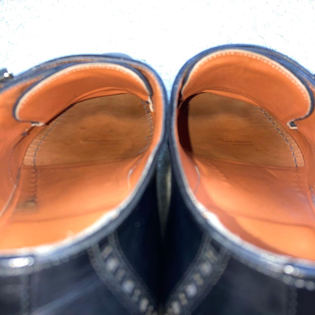 美品』Santoni ダブルモンクストラップ ストレートチップ メダリオン