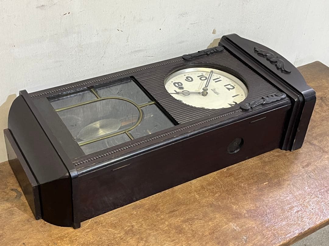 希少」昭和レトロ Meijiゼンマイ時計 オキュパイドジャパン 掛時計 古時計