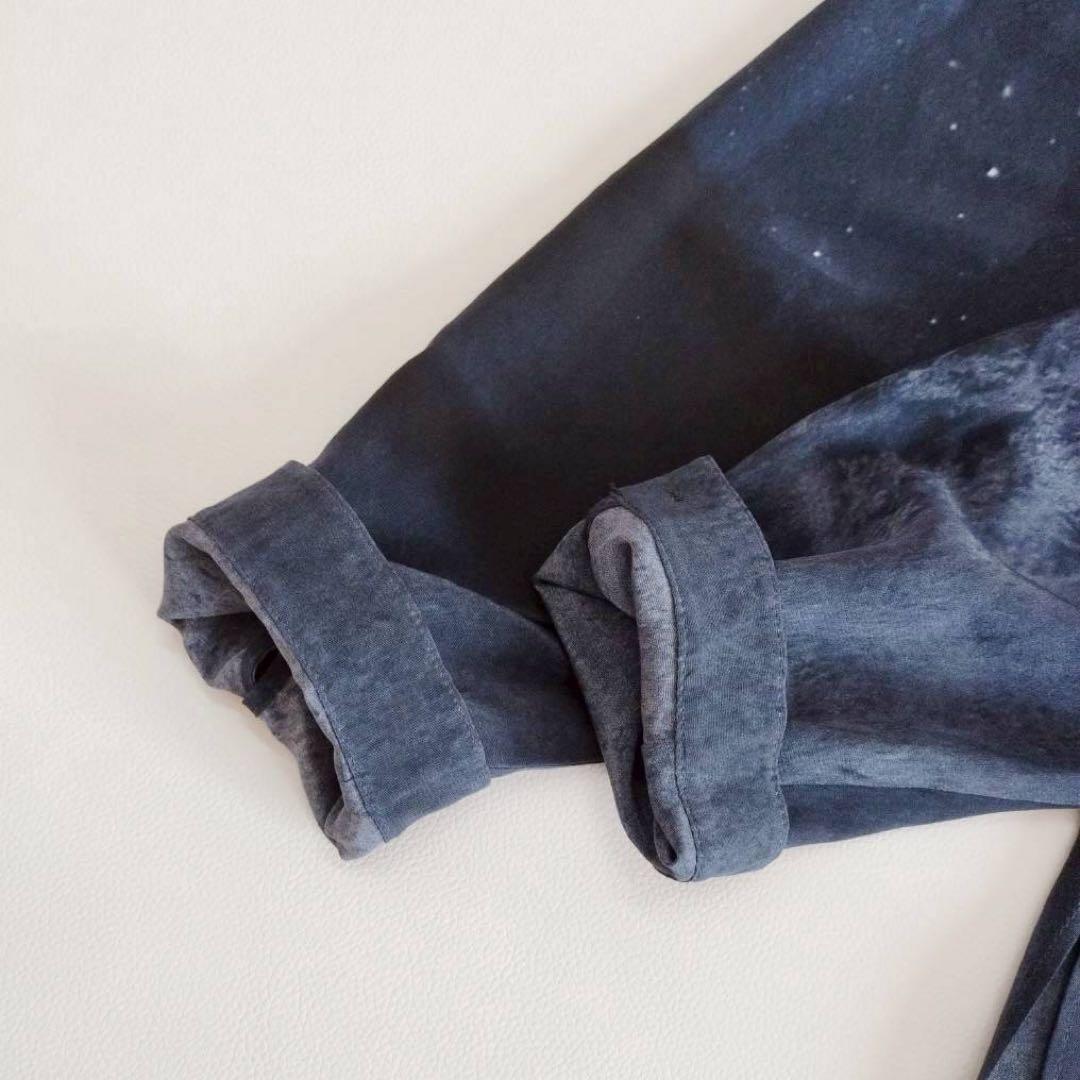 美品⭐️アクリス 長袖ブラウス ボウタイ オオカミ 星柄 シルク100% 13