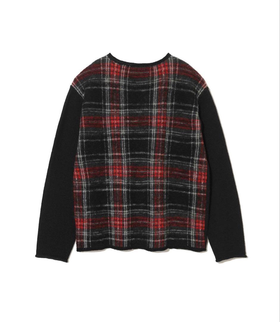 し*き様 アンダーカバー25AW チェック切り替えニット　ブラック　サイズ2 新 UNDERCOVER アンダーカバー 21AW UI2A4904 袖 イバラ ジャガード