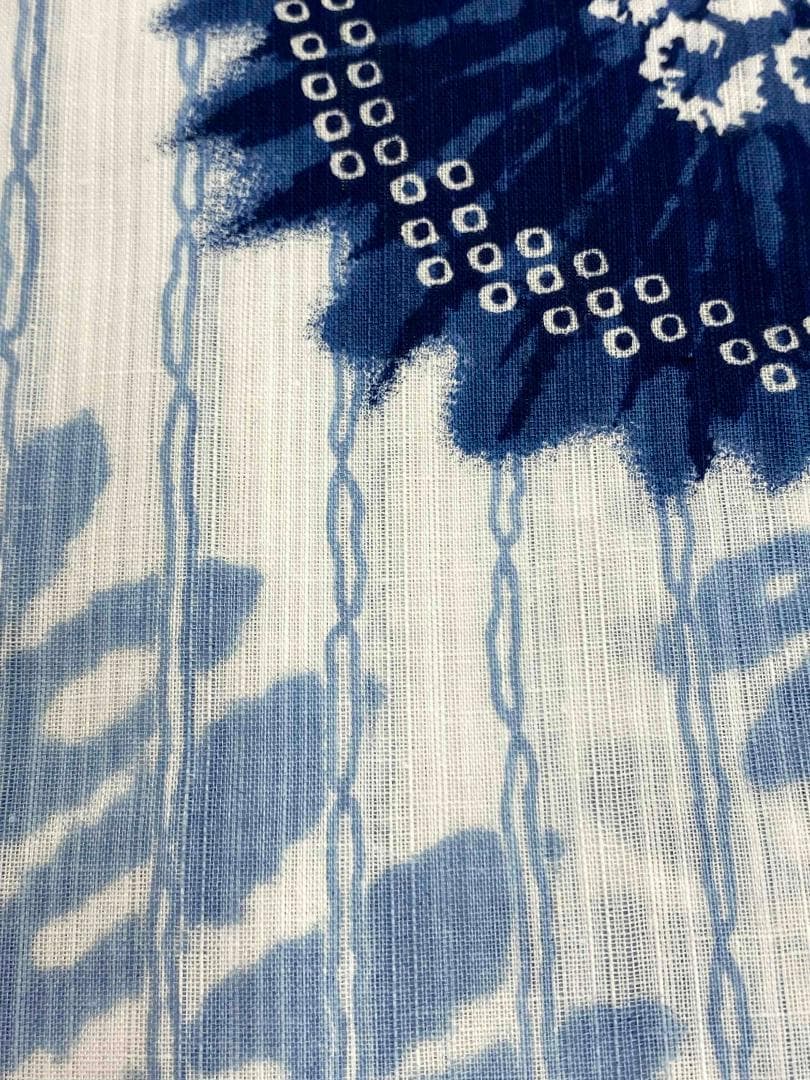 半額以下☆最終価格☆美術サロン高級浴衣 近江ちぢみ藍捺染 白紺 知多