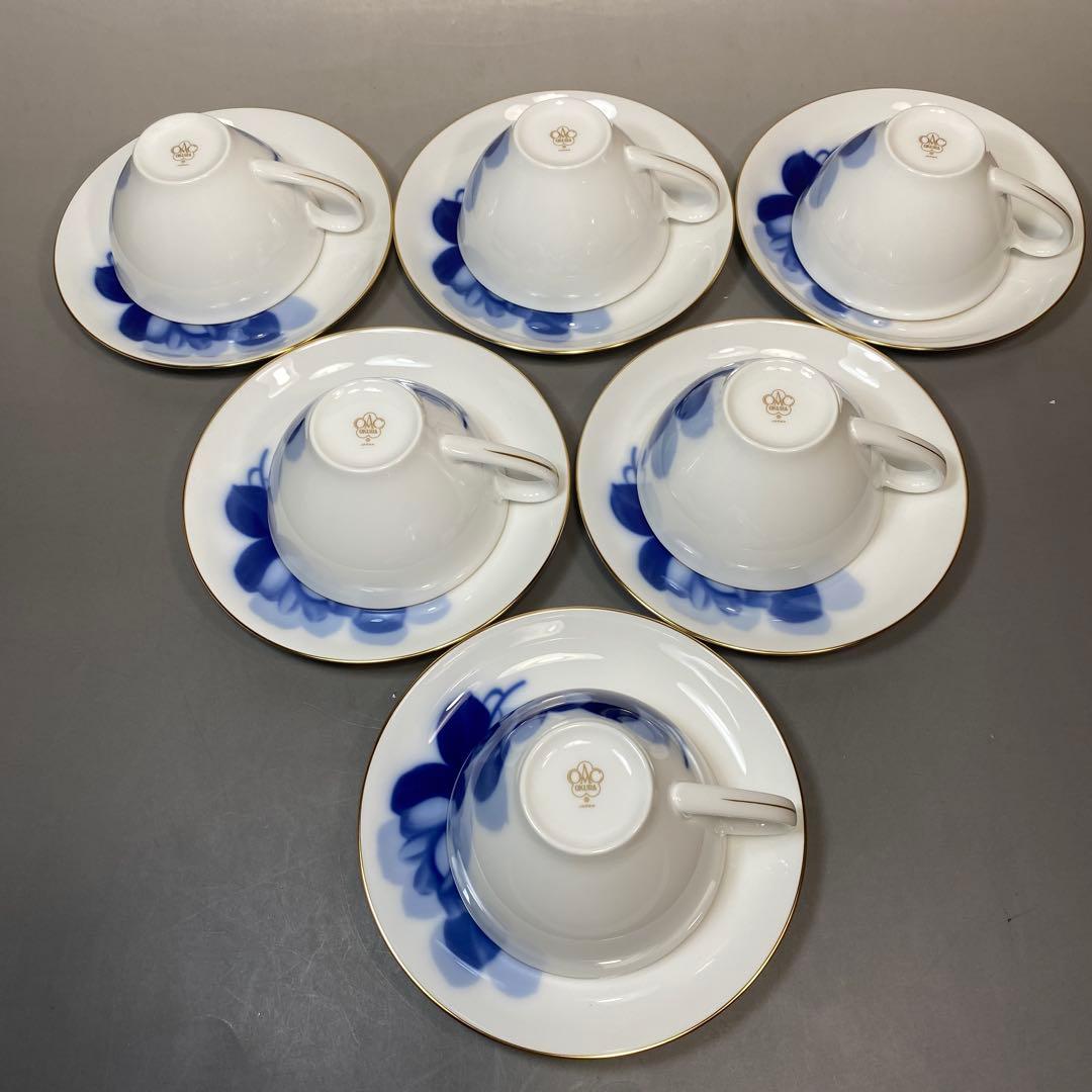 大倉陶園 OKURA カップ＆ソーサー 6客セット ブルーローズ 箱付 未使用