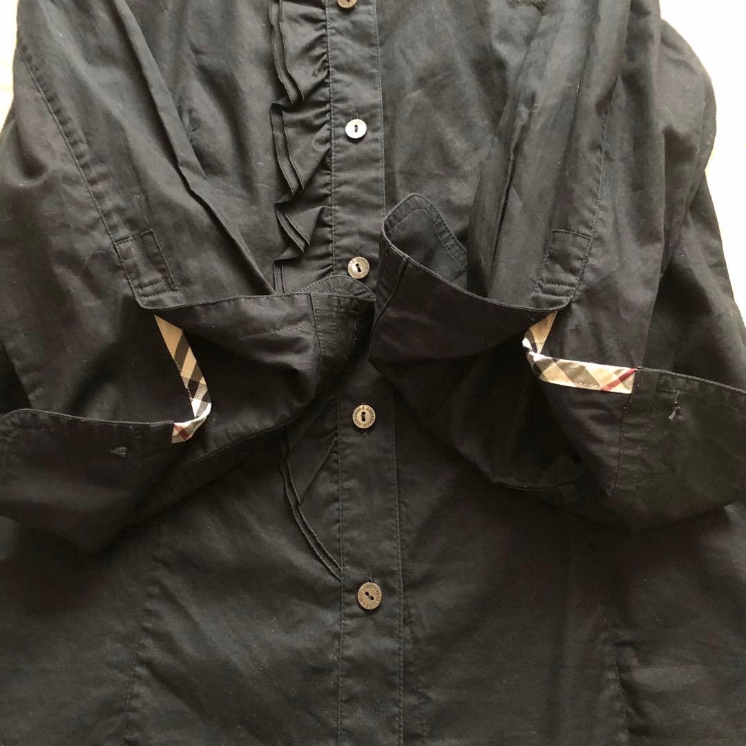 BURBERRY LONDON♪ホース刺繍フリルブラウスノバチェックL