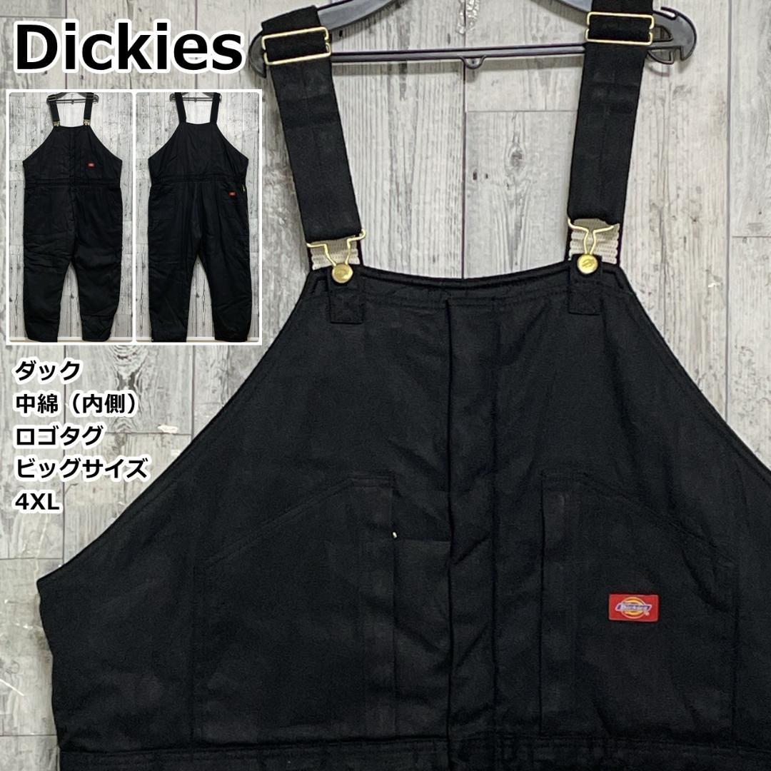 Dickies ディッキーズ オーバーオール ダック 中綿 ブラック 4XL ディッキーズ ダック地 オーバーオール 中綿 ダブルニー 黒 ブラック