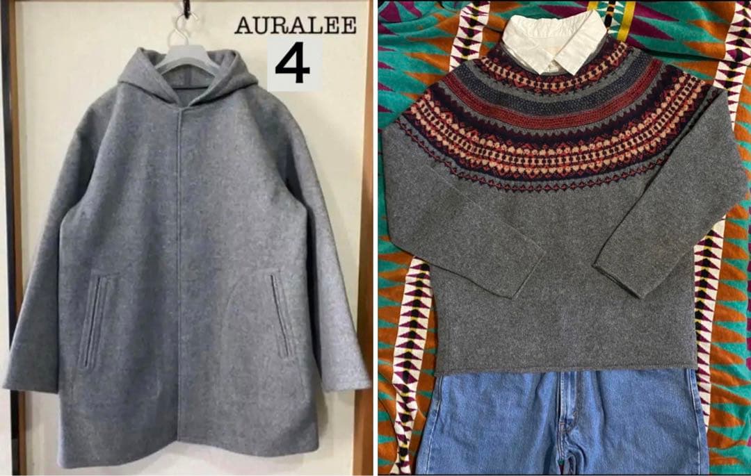 AURALEE ヘビーメルトン フーデッドコート グレー サイズ4 日本製