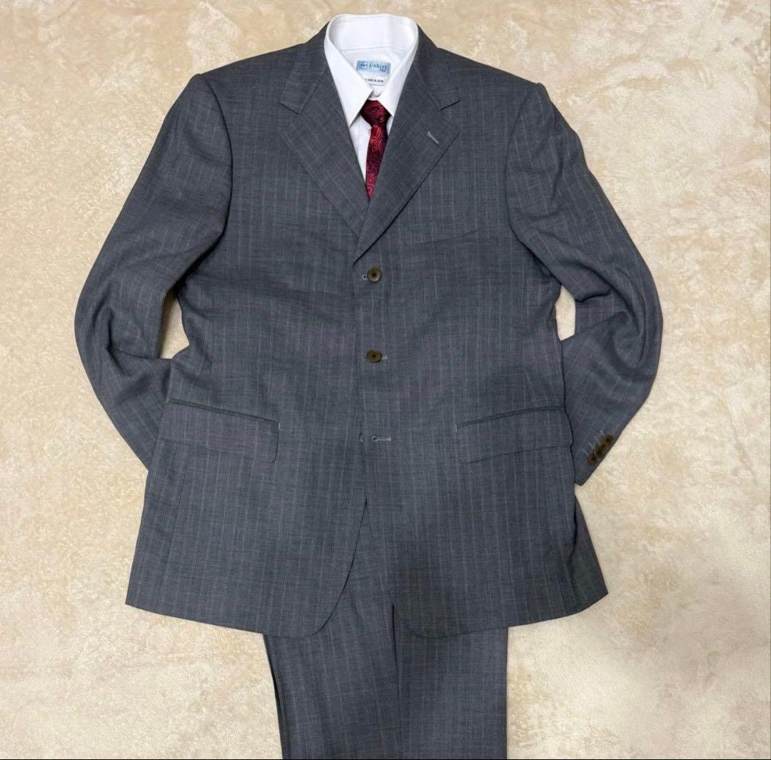 美品】ドーメル メンズスーツ ストライプ グレー 上下セット XXL