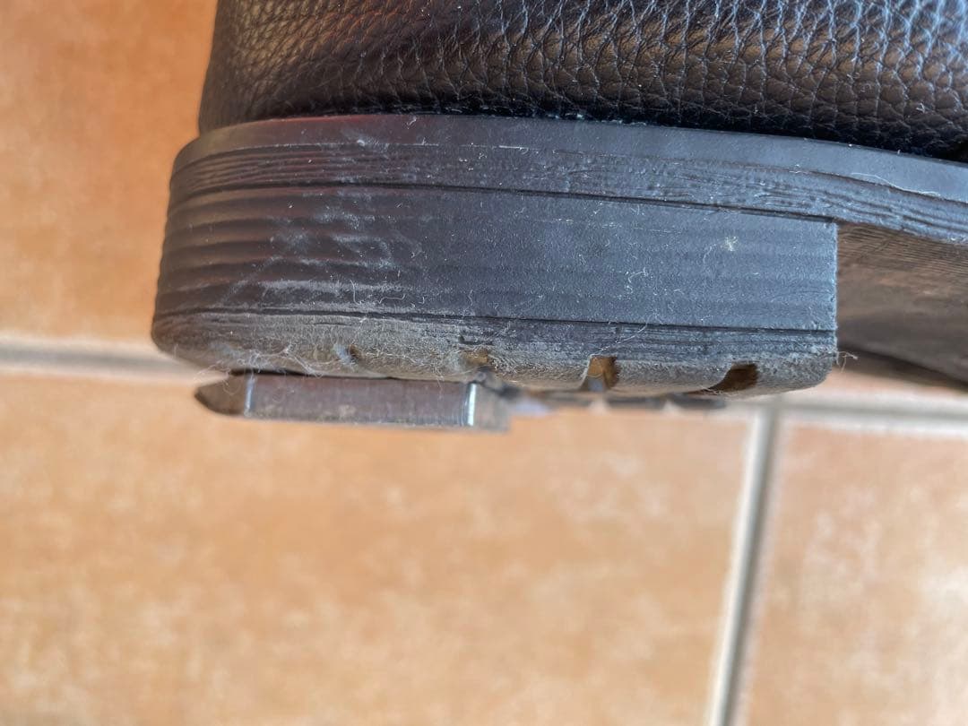 27.5cm 特攻ブーツ！火花でます！分厚い金具付き！レザー長靴 ブラック