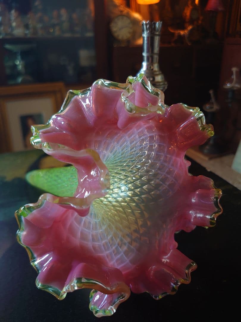 売約済」フランス1890s'ヴィクトリアンクランベリー ヴァセリンSP花器