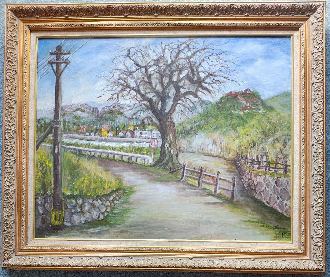 F30号】大型 高級装飾額 アクリル付 風景画 油絵入 個展 店舗什器