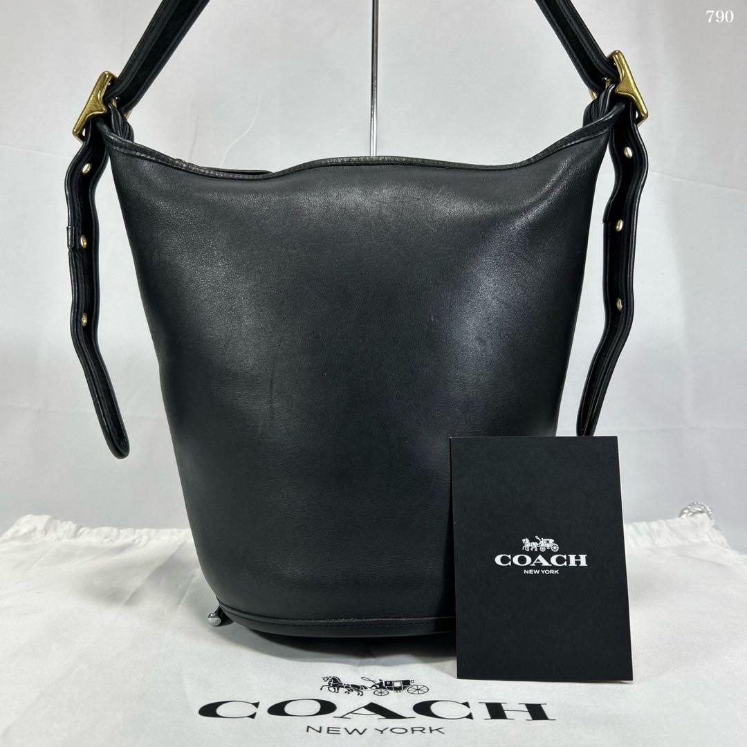 【美品】コーチ 9953 バケツ型ショルダーバッグ レザー 斜め掛け 肩掛け 黒 USA製 COACH オールド コーチ バケツ型 レザー ショルダーバッグ 黒