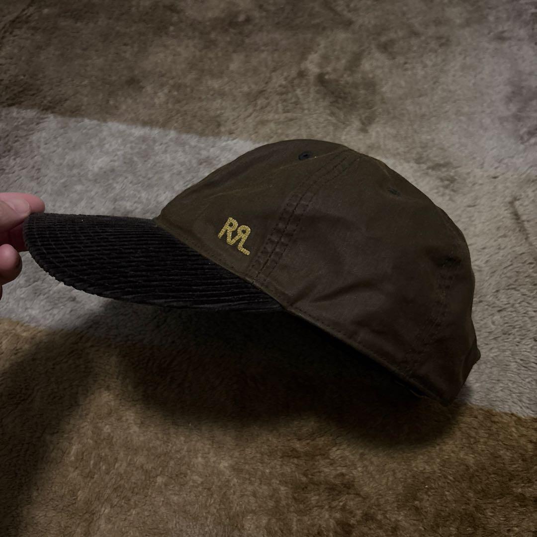 RRL ダブルアールエル コーデュロイオイルドキャップ ブラウン ロゴ