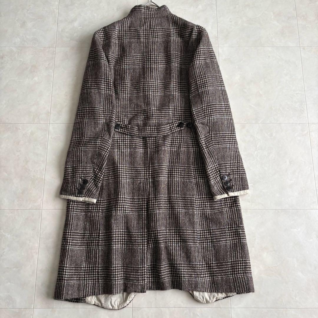pas de calais ノーカラー ロングコート 茶系36 グレンチェック - メルカリ