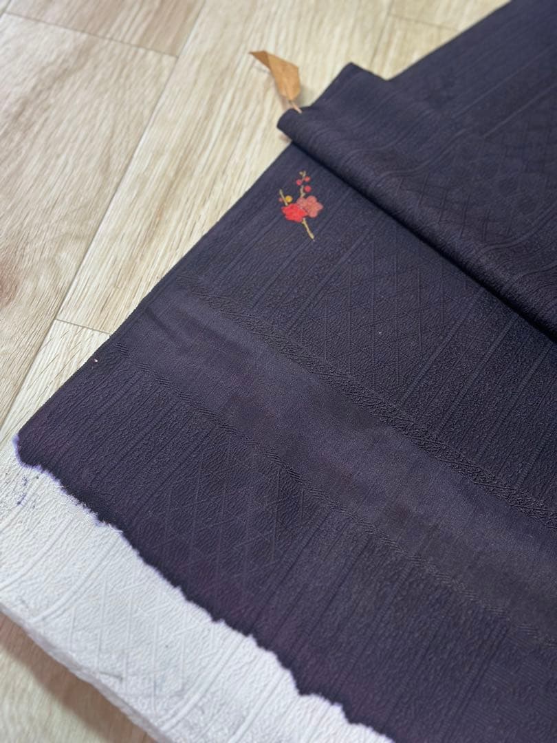 丹後ちりめん 京染 濃紫色 着物反物 羽尺 未仕立て 幅約36.5cm