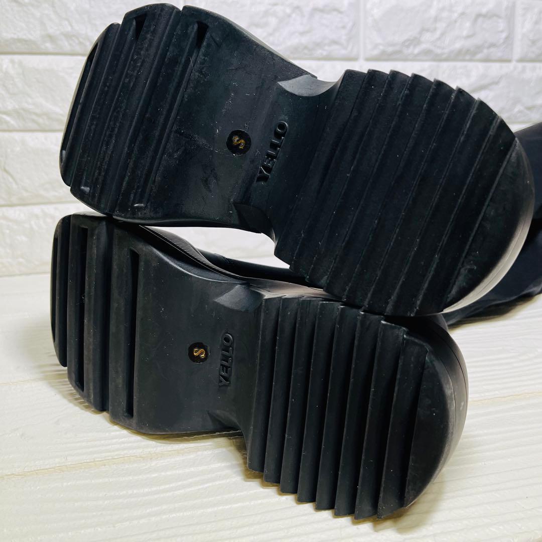 極美品】YELLO 厚底ストレッチニーハイ ブーツS黒サイドジップ Y2K