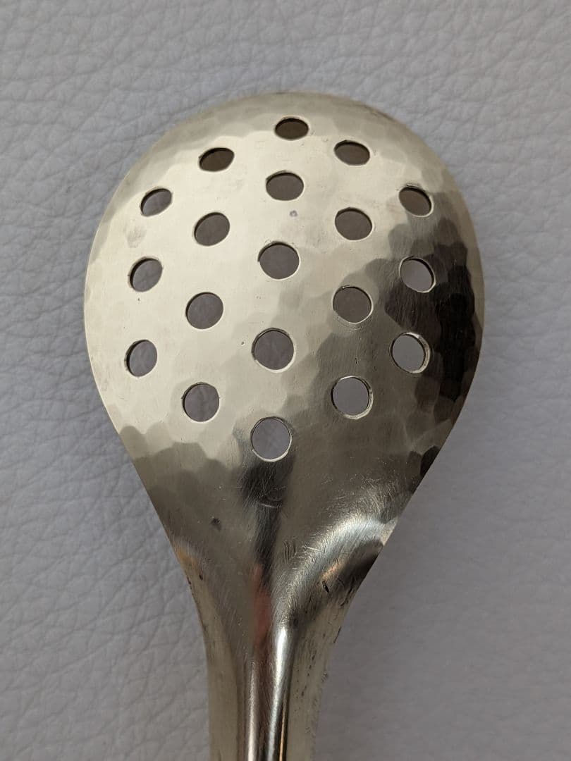 美品】有次 真鍮 チリレンゲ鍋スプーン穴あきスプーン☆鍋すくい