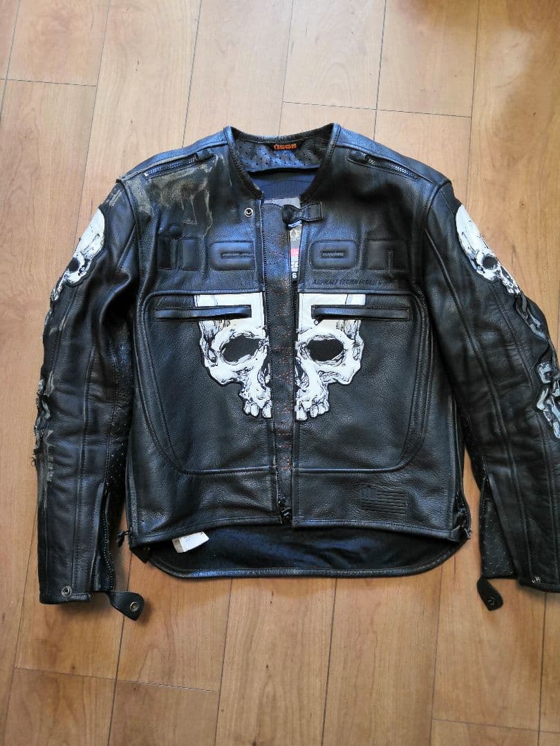 icon skull jacket アイコンレザージャケット M〜Lサイズ - メルカリ