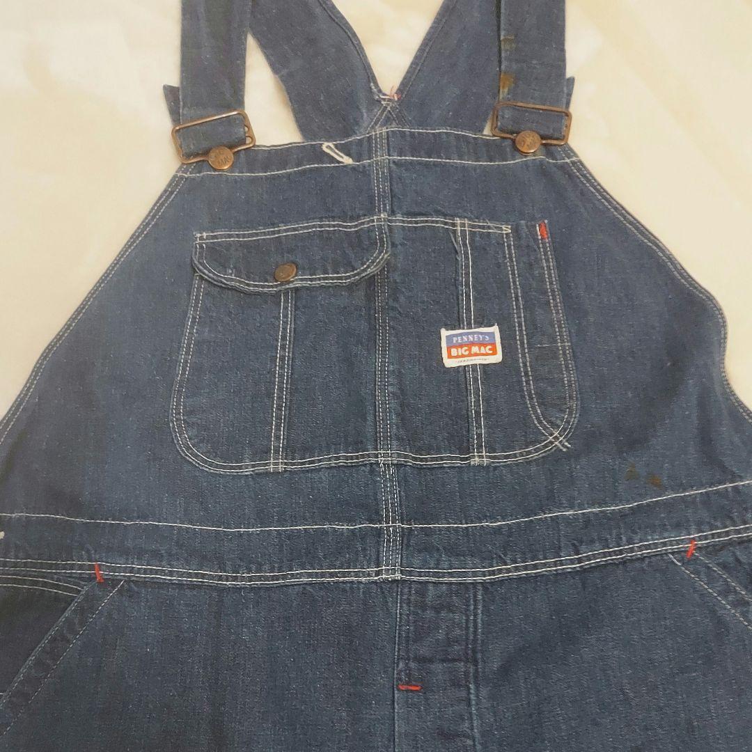50年BIGMAC PENNYS ヴィンテージ　ビンテージ　オーバーオール 古着 60s USA製 BIG MAC Penneys ヒッコリー デニム ワーク