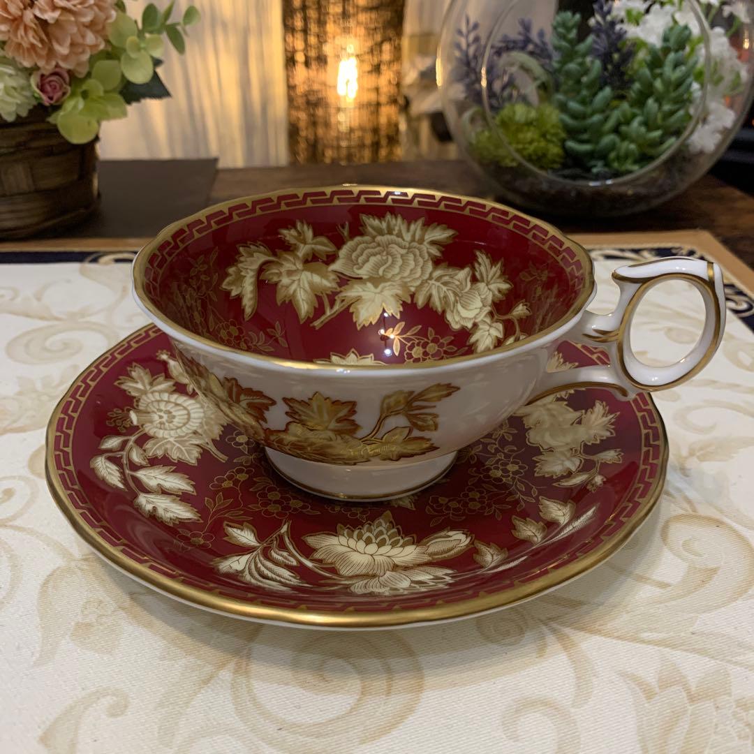 希少 未使用 ウェッジウッド トンキン ルビー ティーカップ＆ソーサー