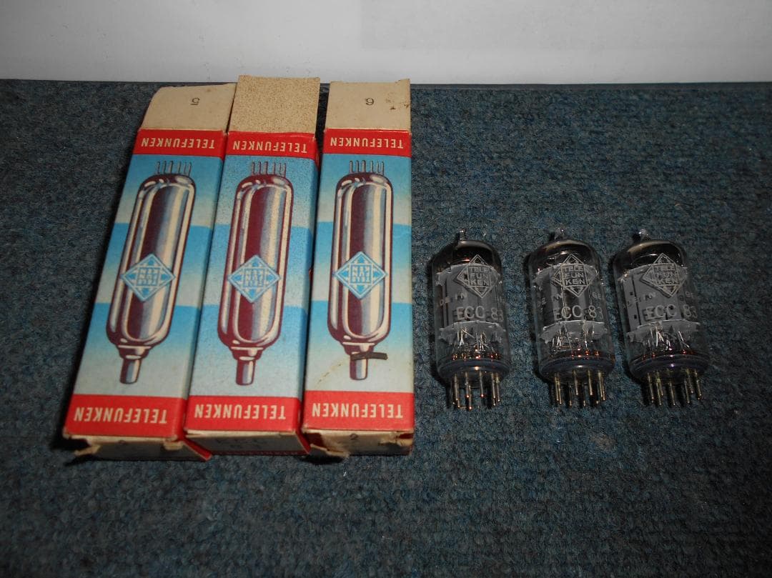 TELEFUNKEN　ECC 83　真空管　3本　未使用品　テレフンケン　ダイヤ 現状】テレフンケン TELEFUNKEN ECC83 2本 ダイヤマーク 真空管 @52344