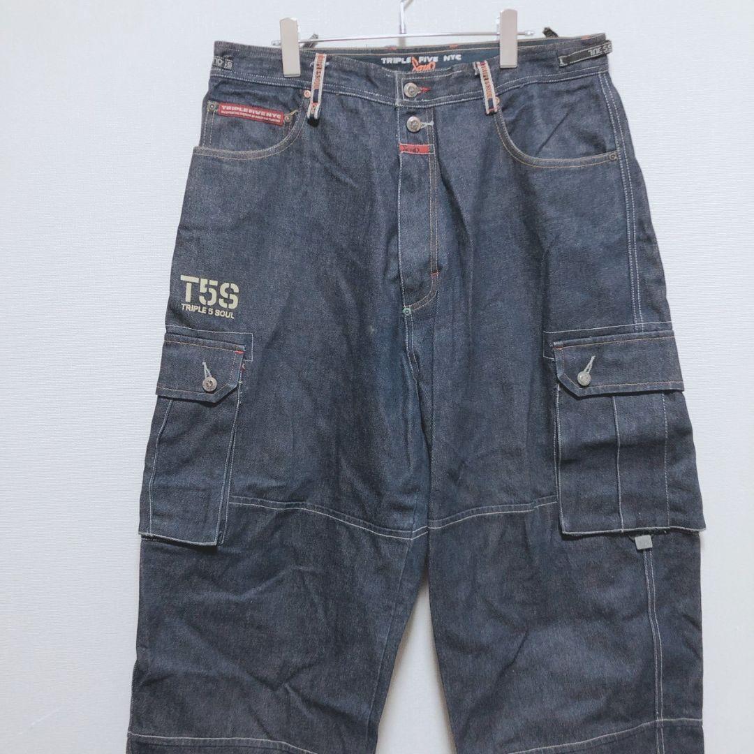 トリプルファイブソウル デニムパンツ ジーンズ カーゴ ワイド 綿100 S