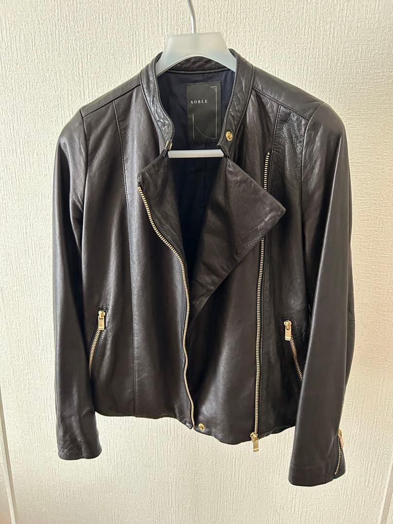 美品】ノーブル ブラック レザー ライダースジャケット サイズ38