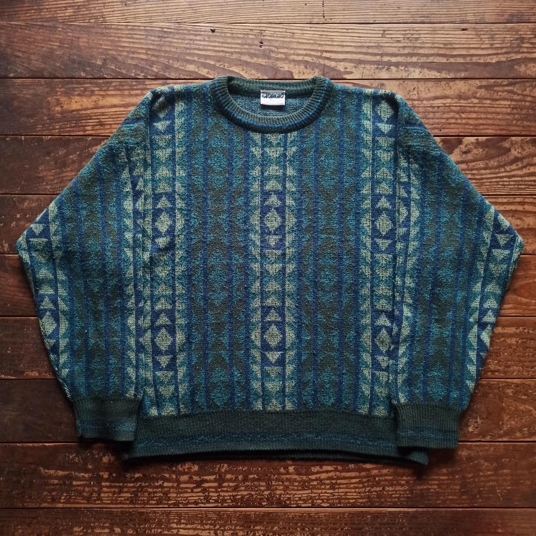 トップス OLD(ITALY GIORGIO design KNIT Vintage Giorgia Armani Porcini Handknit Sweater Banshee