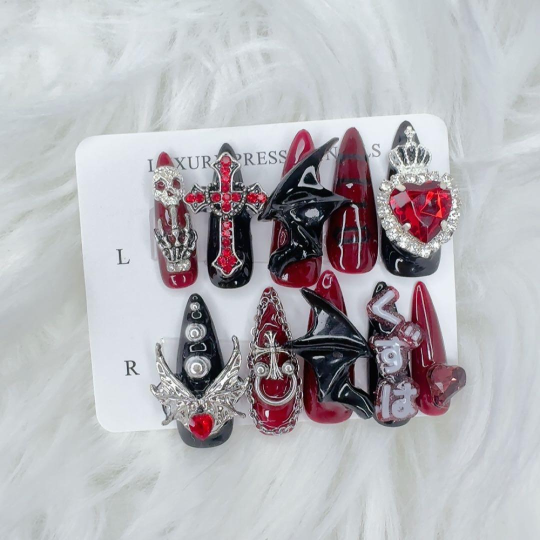 ♡ にじさんじ 葛葉 レッド ブラック お名前 概念 ネイルチップ 現品