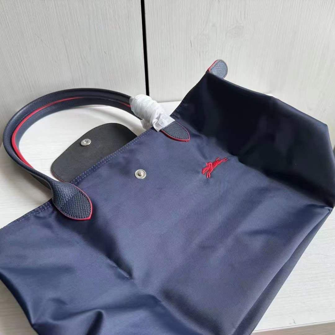 新品未使用 ロンシャントートバッグL(ネイビー✖️赤) - メルカリ