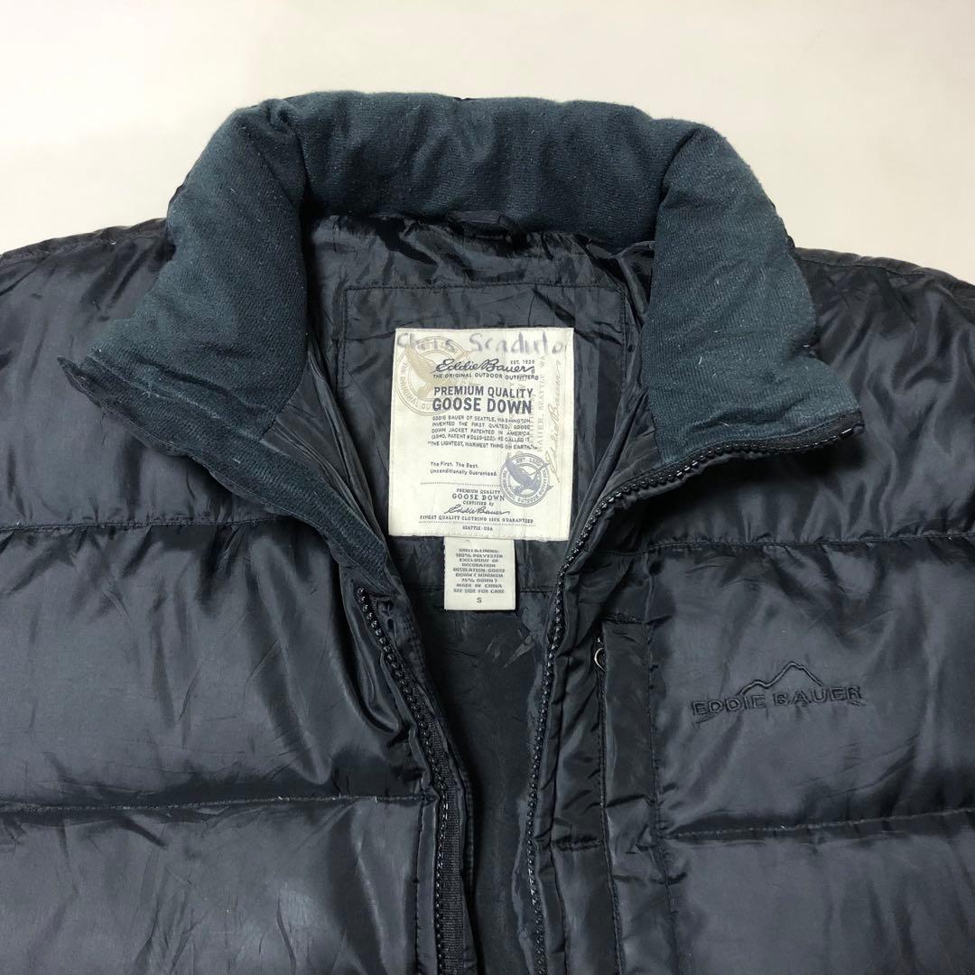 エディーバウアー グースダウンジャケット 刺繍ロゴ ブラック 黒