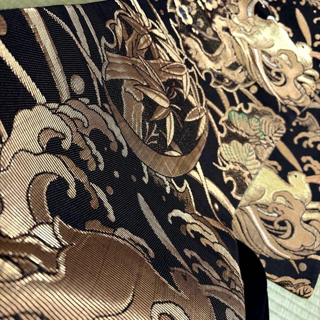 正絹　袋帯【金華山織】《波　吉祥うさぎ》