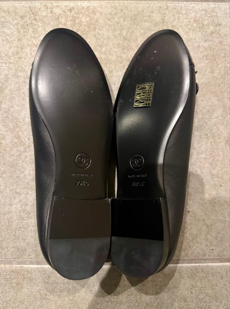 CHANEL バレエシューズ ブラック 35ハーフ - メルカリ