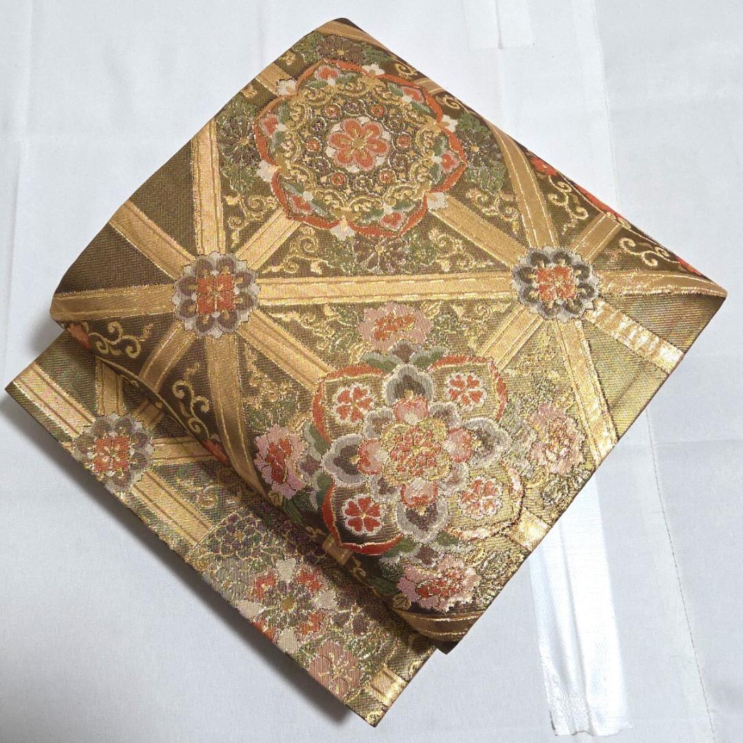A5 正倉院文様 金糸 華文 花菱 唐草唐花 椿 六通 正絹 フォーマルな