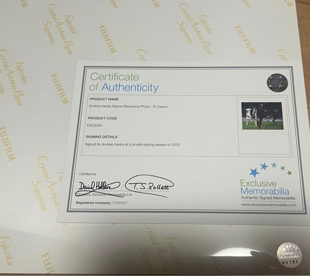 バルセロナ イニエスタ サイン 証明書付 A3相当 - WWW.PDQ-PRO.COM