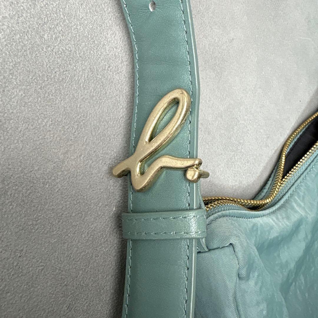 美品✨ アニエスベー ワンショルダー ロゴ入り ターコイズブルー