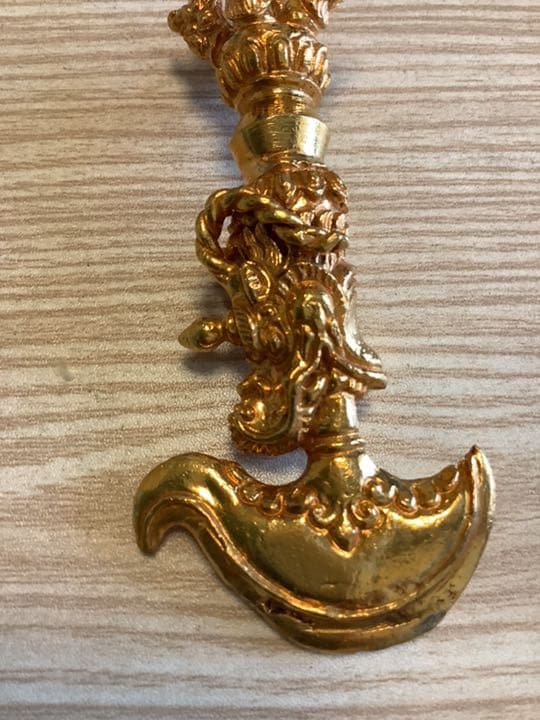 《 チベット密教　新品 》 カルタリ　金メッキ　龍　金剛杵　s66