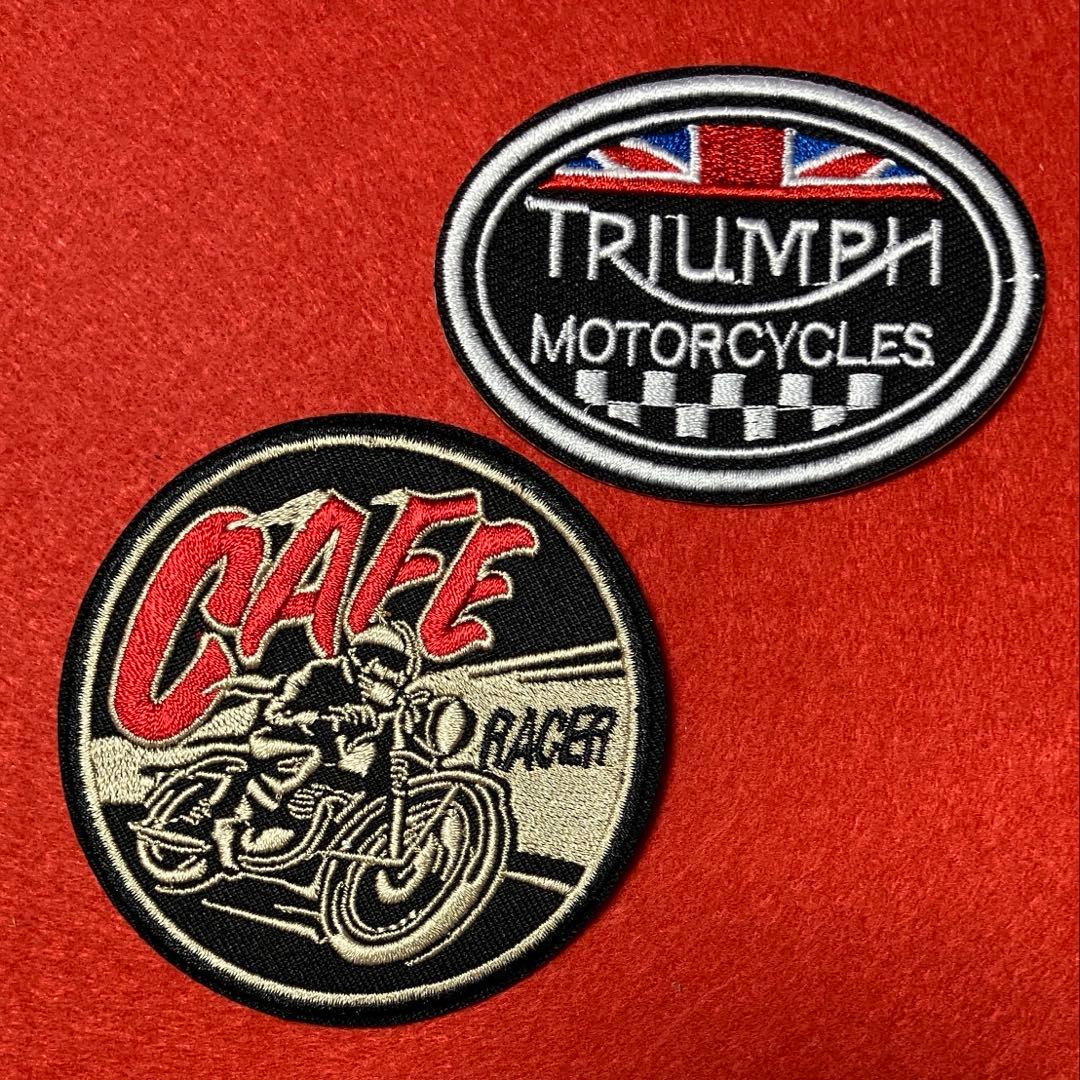 A848 英国 UK カフェレーサー&Triumph 刺繍ワッペン アイロン - メルカリ