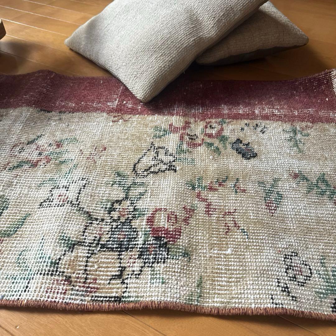 50×131アンティークボタニカル ランナーラグ トルコヴィンテージラグ