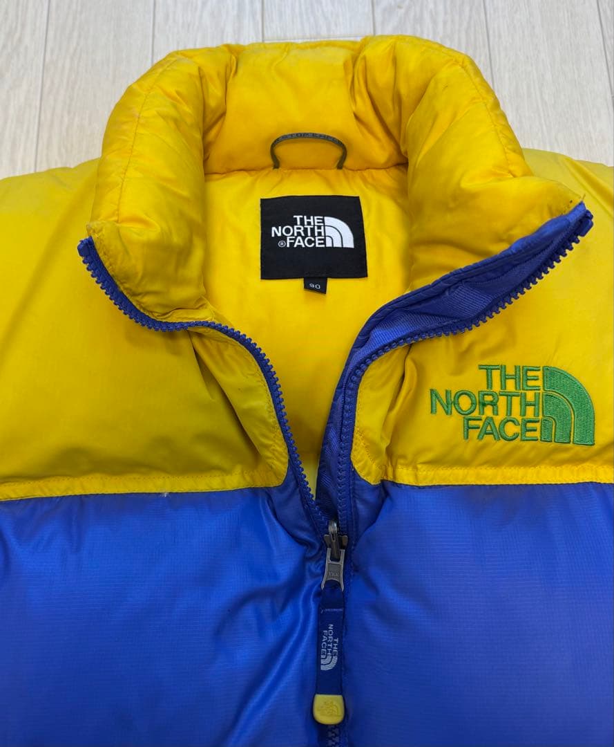 THE NORTH FACE ダウンジャケット 青/黄 - メルカリ