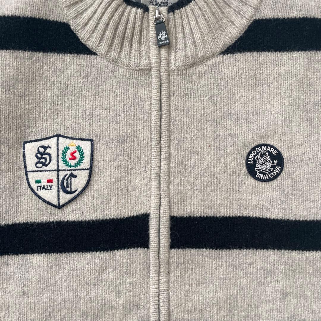 SINACOVA ボーダー 刺繍 ウール ベスト SINACOVA ボーダー 刺繍 ウール