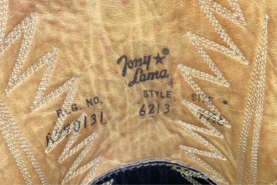 Tony Lama 70s ウエスタンブーツ 7.5E 黒タグ 25.5cm