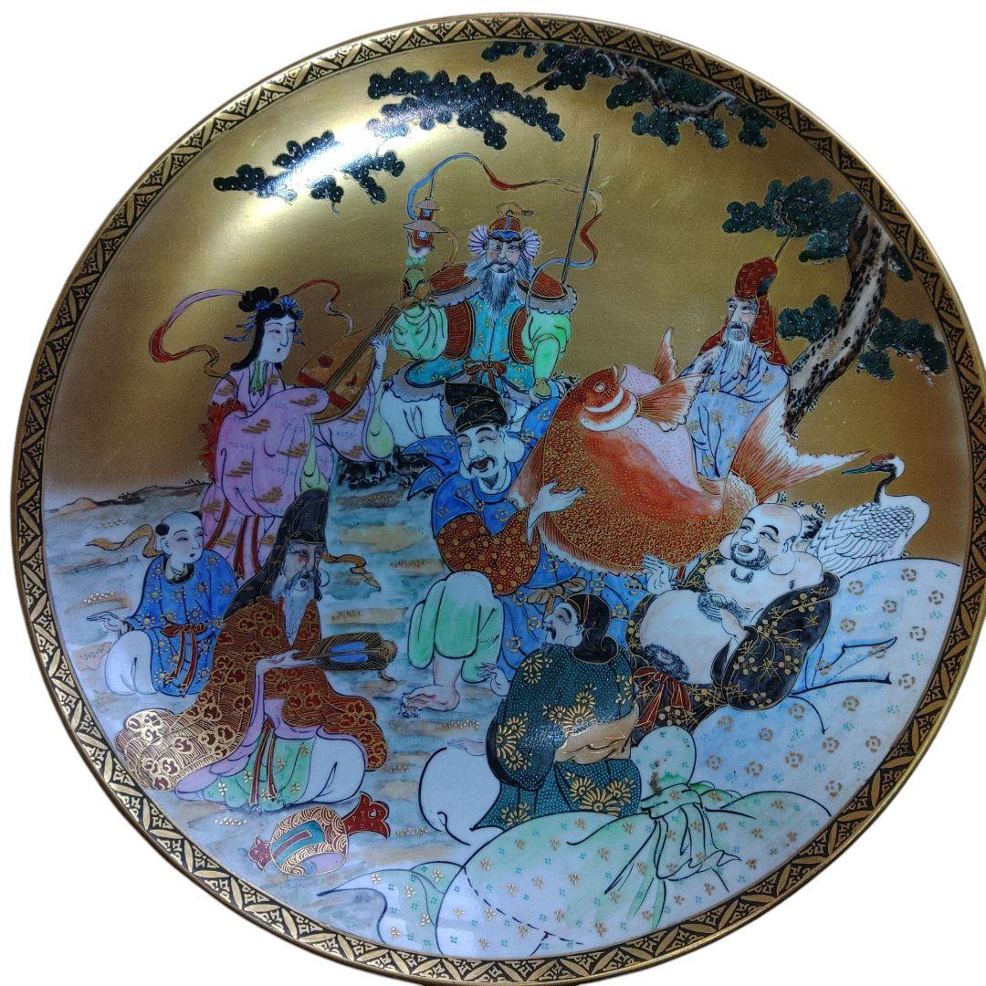 九谷焼 龍山 七福神大皿 皿立付 飾皿 - メルカリ