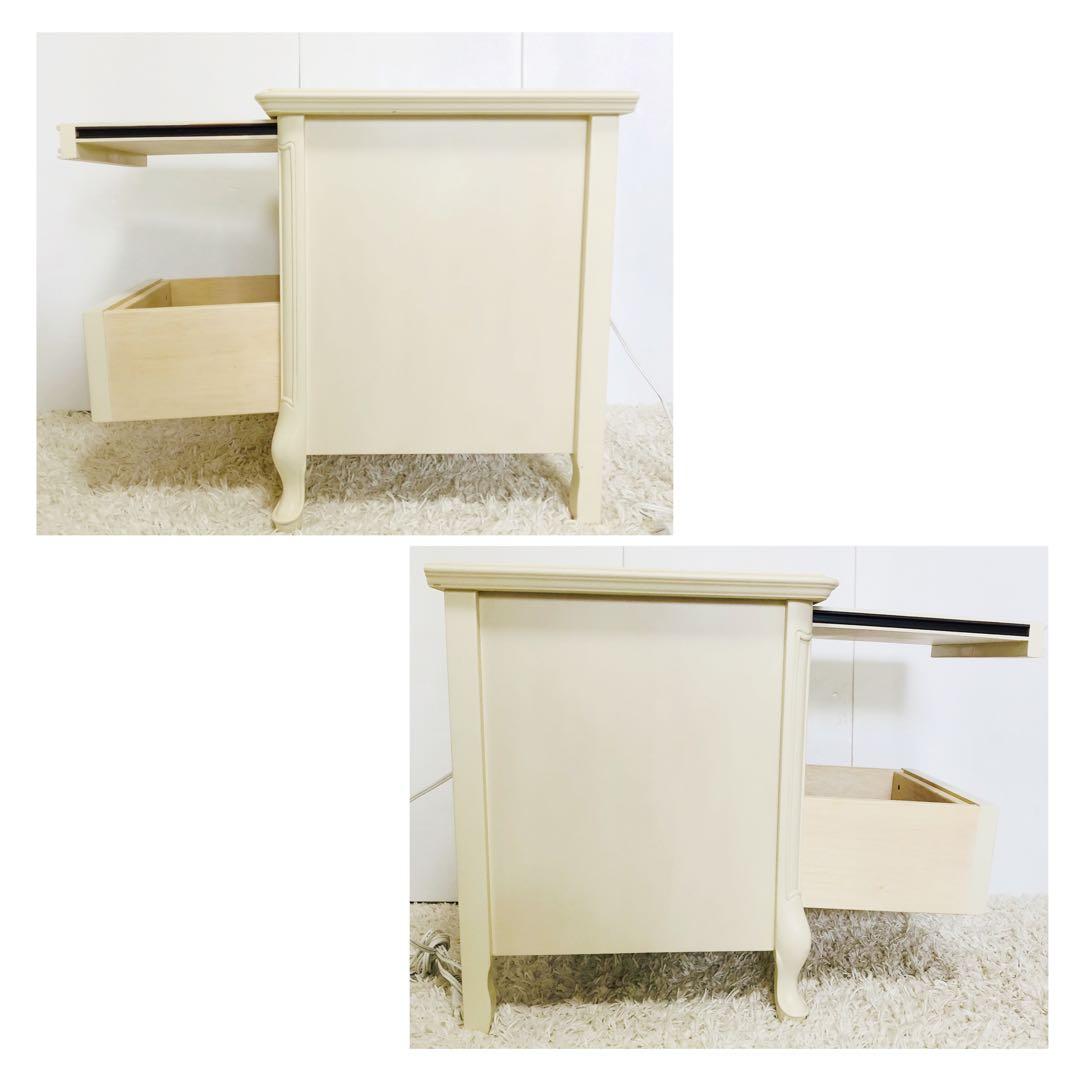 東海家具ナイトテーブル猫脚木製コンセント付き完成品