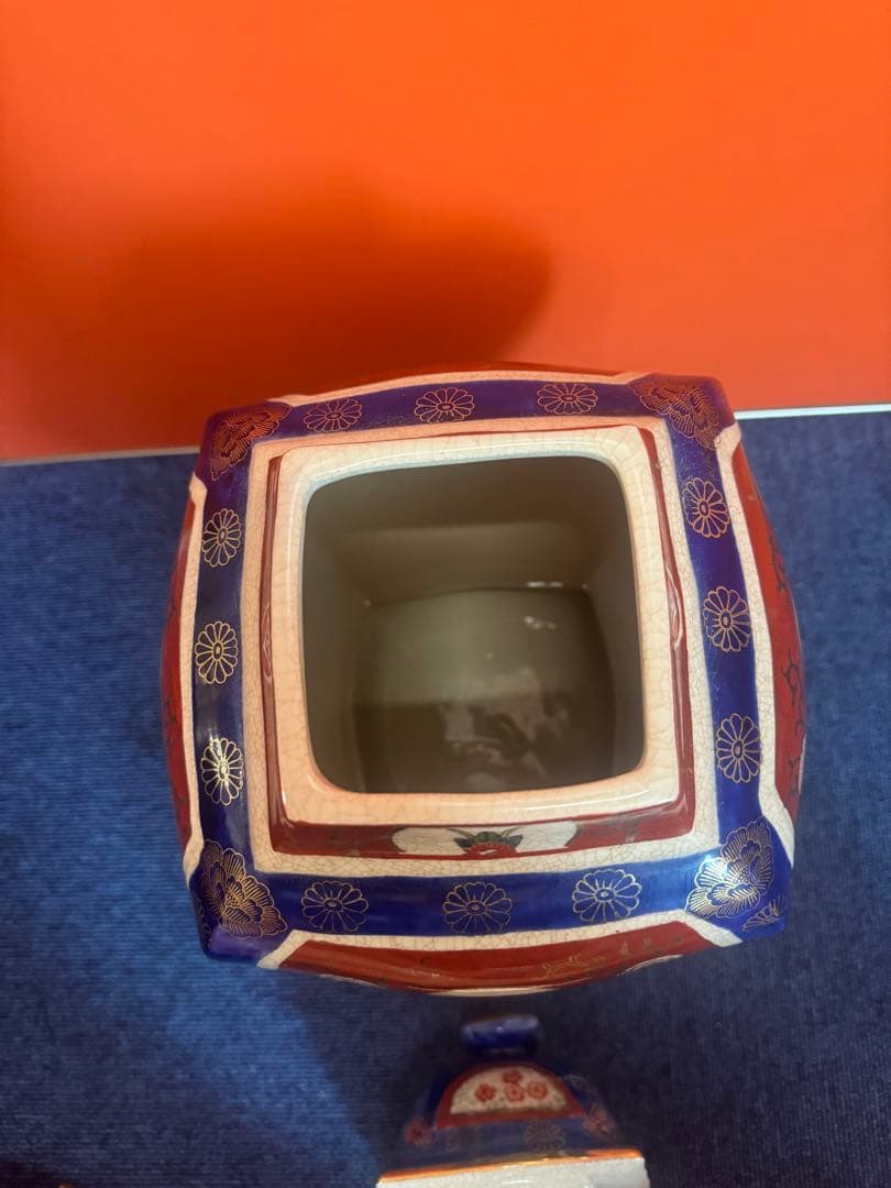 1862 薩摩焼 花鳥図 沈香壺 飾壺 高38cm 時代物