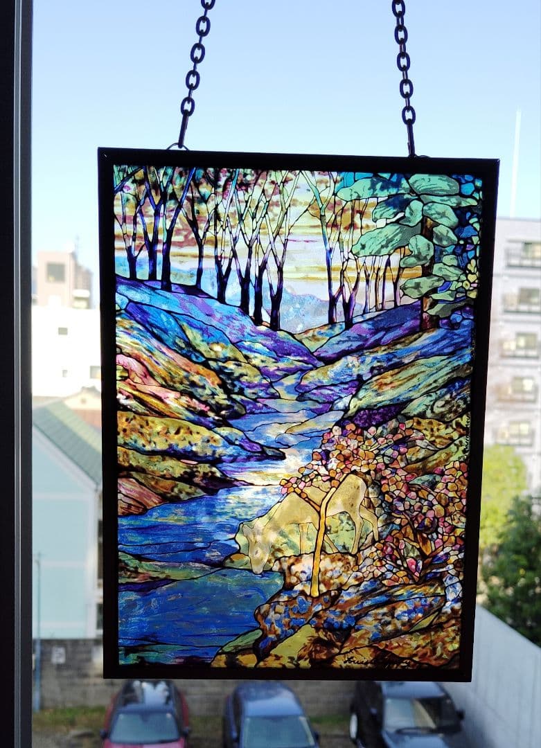ティファニー ヴィンテージ ステンドグラス ヘレン・グールドの風景の