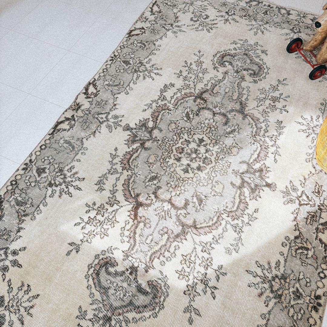 トルコ ヴィンテージラグ グレー メダリオン