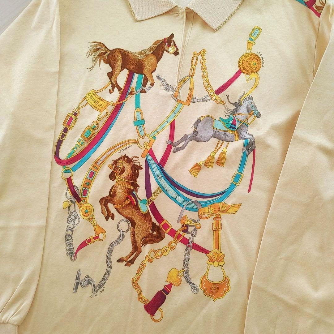 未使用美品☆LEONARD レオナールスポーツ☆長袖ポロシャツ L ホース柄
