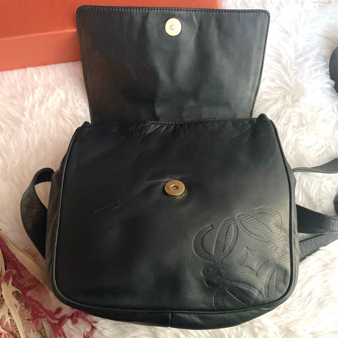 希少⭐︎LOEWE ネイビー アナグラム ナッパレザー 本革 ショルダー