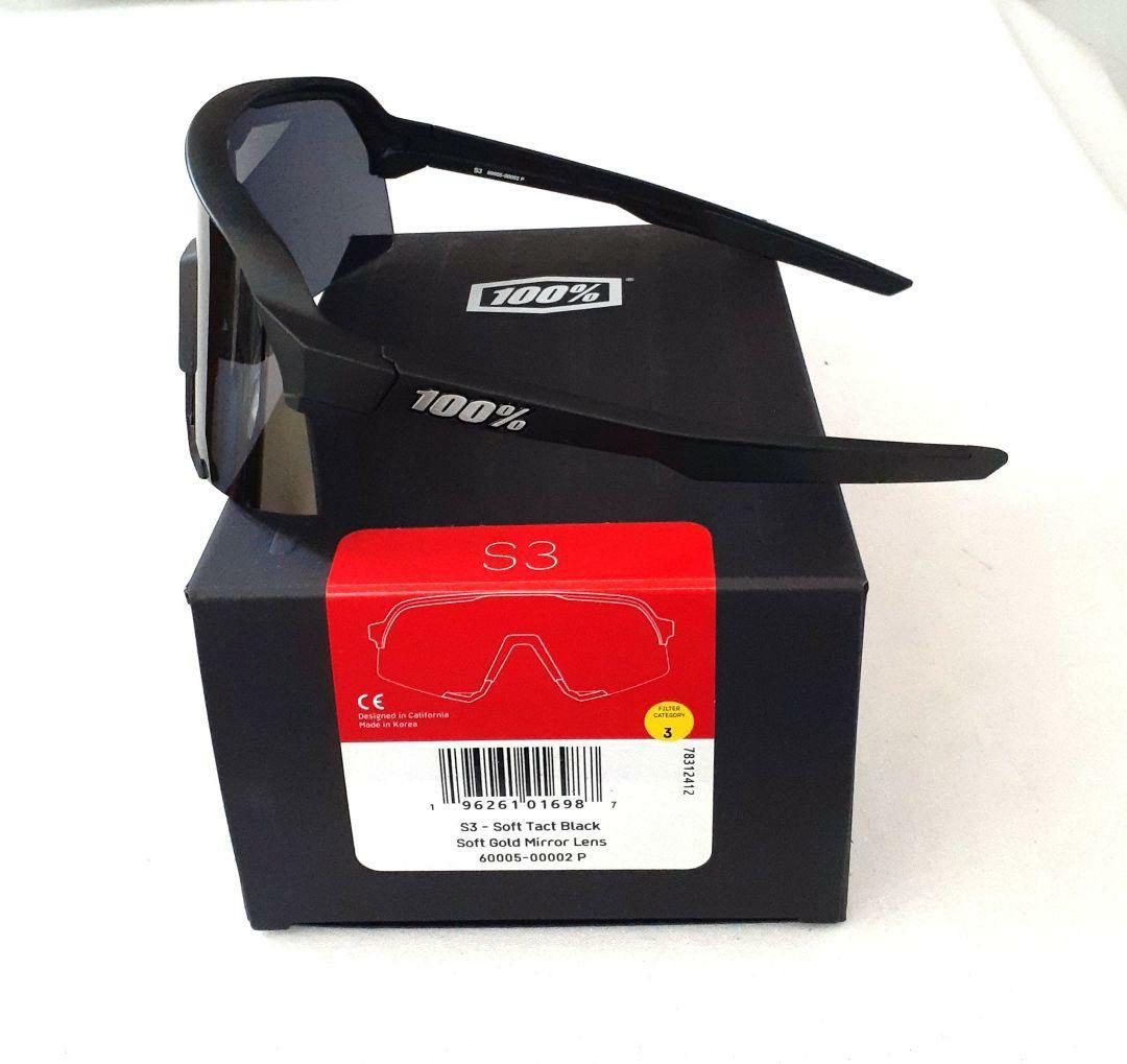 最新版 100% S3 ブラック ソフトゴールド ワンハンドレッド サングラス