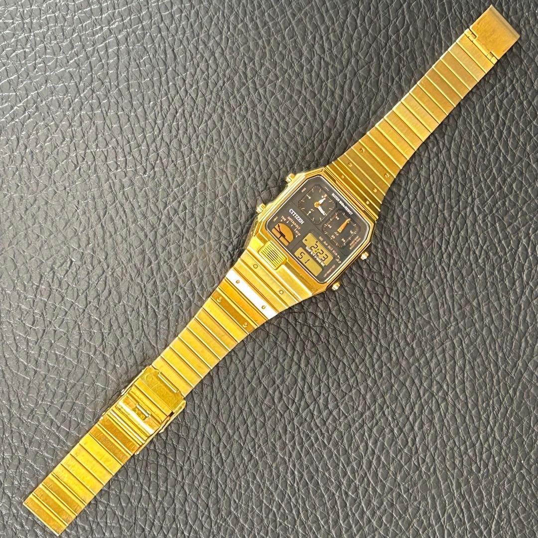 CITIZEN アナデジテンプ 8988-Q01920 ゴールド 希少 レトロ - メルカリ